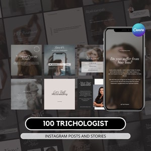 100 Trichologist Instagram Templates I Trichologist Post I Haircare Instagram I Hair stylist templates I Dermatologist Instagram Templates