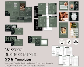 Massage Business Templates Bundle: Instagram, Forms, Cards (Digital Download)