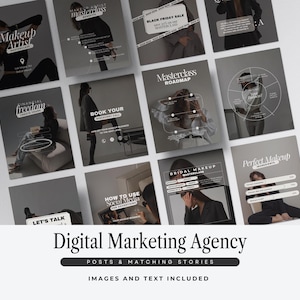 Plantillas de Instagram para agencias de marketing digital, publicaciones de marketing en redes sociales, plantillas virales para redes sociales.