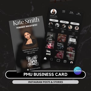 Modello di biglietto da visita per artisti PMU I Trucco permanente I Biglietto da visita Instagram I Biglietto da visita I Fard labbra I Sopracciglia sfumate I Modello PMU
