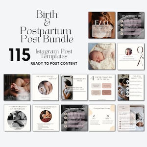 Birth Doula and Postpartum Doula Instagram Template I 115 Doula Instagram Post I Doula Social Media I Doula Content I Birth Worker