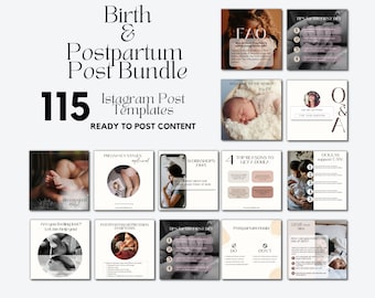 Birth Doula and Postpartum Doula Instagram Template I 115 Doula Instagram Post I Doula Social Media I Doula Content I Birth Worker