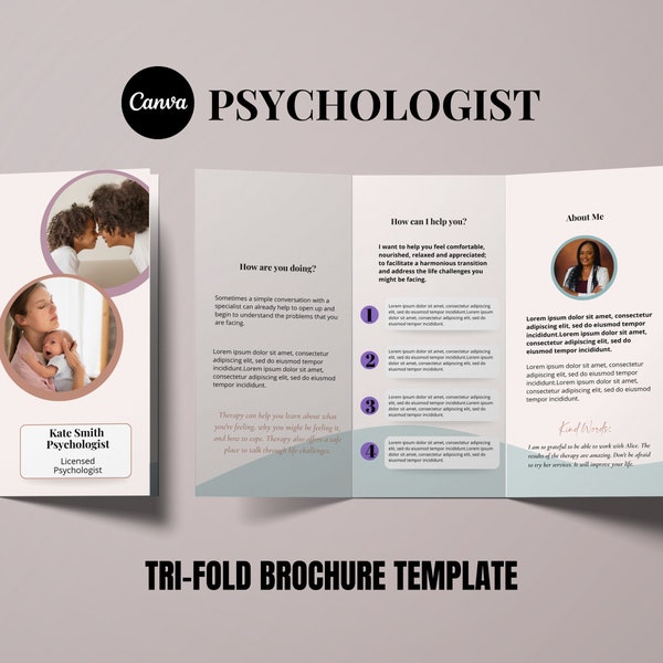 Psychologist Brochure I Therapist Brochure I Brochure Template I Live Coach Brochure I Psychologist Template I Mental Health Brochure
