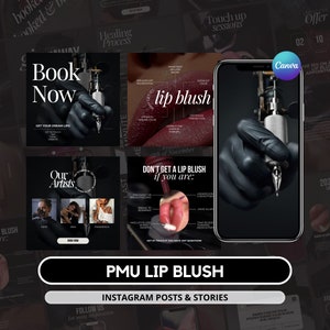 Permanent Makeup Lip Blush Instagram Templates I PMU Lip Blush I PMU Artist I PMU Templates I Permanent Makeup Post I Lip Blush Instagram
