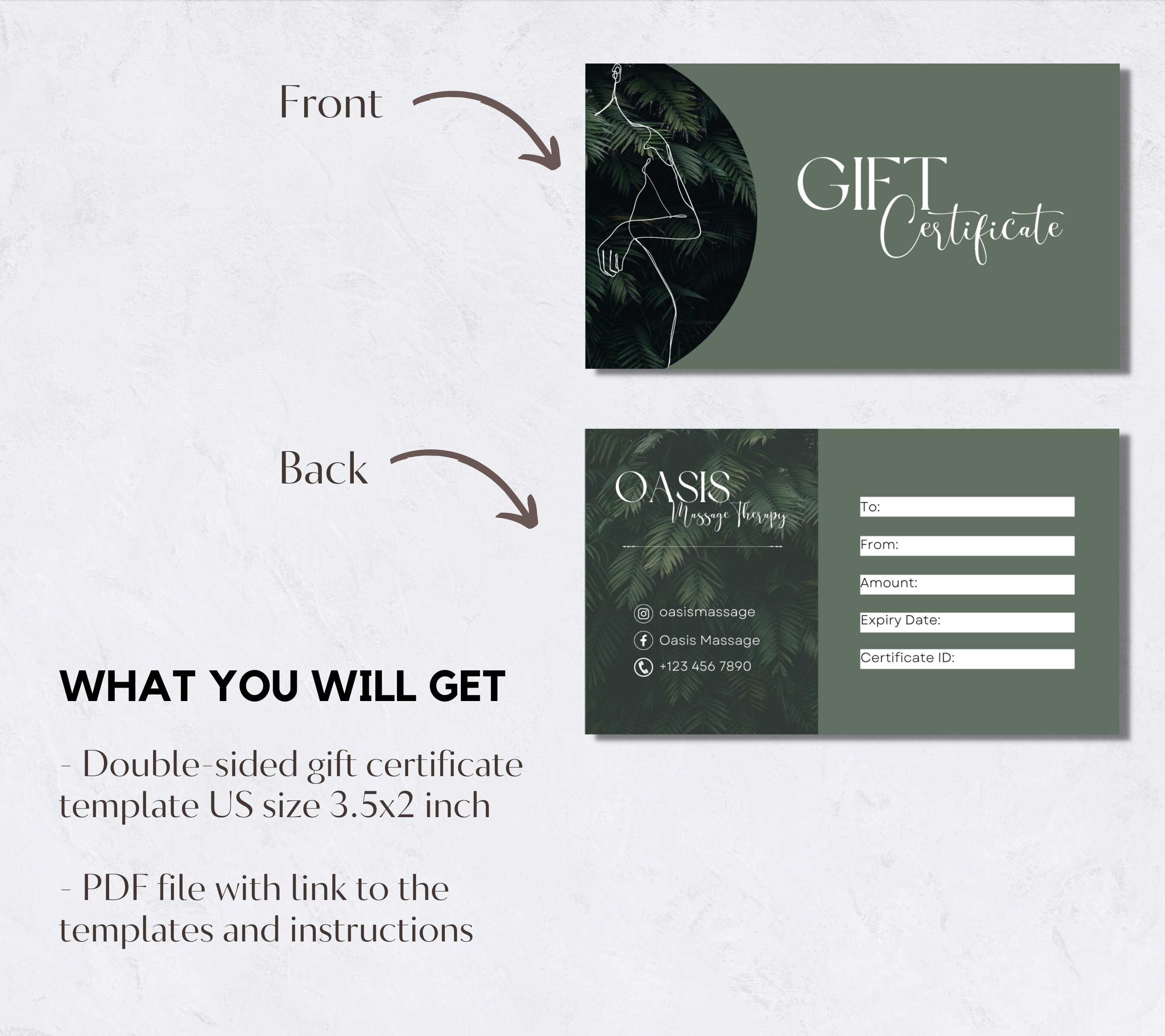 Printable Gift Card Template I Massage Therapist Gift Etsy