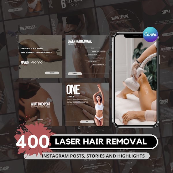 Laser Hair Removal Instagram Templates I Laser Hair Removal Post I Esthetician Template I Med spa Templates I IPL Hair Removal Post