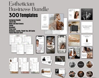 Paquete para negocios de esteticista: más de 300 plantillas para Instagram y spa (Canva editables, descarga digital)
