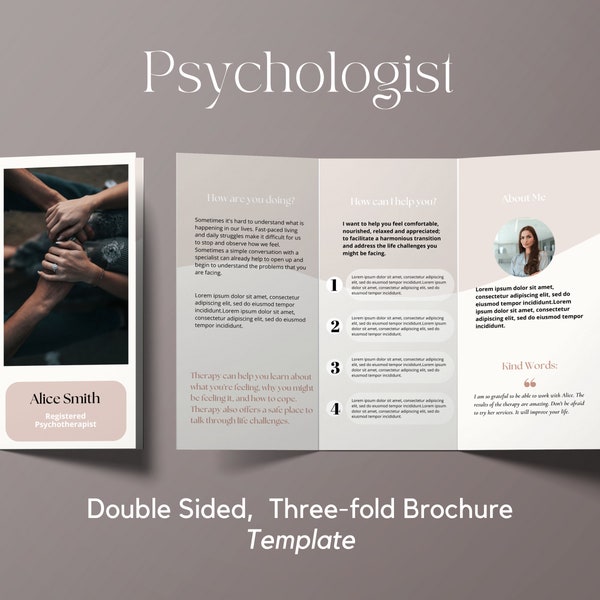 Psychologist Therapist Brochure I Three-fold Brochure I Mental Health Brochure I Therapist Marketing Brochure I Brochure Template