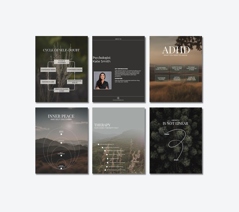 Psychologist Instagram Templates, Mental Health Posts and Stories, Therapist Templates (Digital Download) image 12
