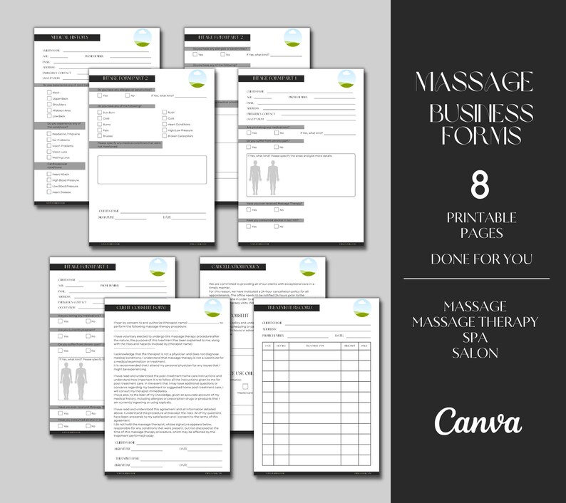 Printable Massage Therapist Forms Editable Massage Consent Etsy