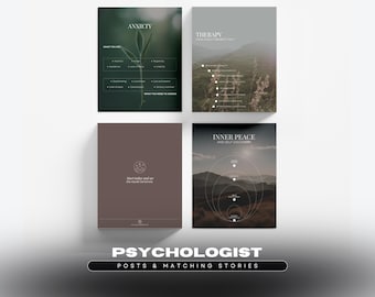 Psychologist Instagram Templates, Mental Health Posts and Stories, Therapist Templates (Digital Download)