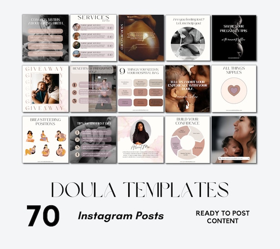 Doula Instagram Post Templates,  Birth worker templates, Social Media (Digital Download)
