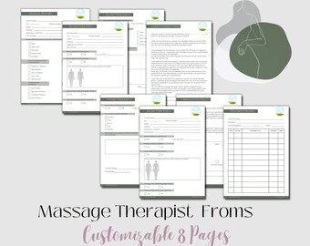 Druckbare Massage-Therapeuten-Formulare - Bearbeitbare Massage-Einverständniserklärung, Massage-Intake-Form, Massage-Formulare, Spa-Formulare, Anamsel-Formular