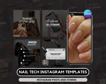 Nail Tech Instagram Templates, Manicure Posts & Stories (Digital Download)