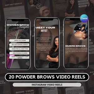 Powder Brows Instagram Video Reels I PMU Artist I PMU Templates I Permanent Makeup Brows I Ombre Brows Post I PMU Post I Brows Reel