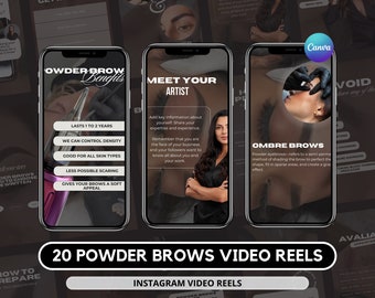 Powder Brows Instagram Video Reels I PMU Artist I PMU Templates I Permanent Makeup Brows I Ombre Brows Post I PMU Post I Brows Reel