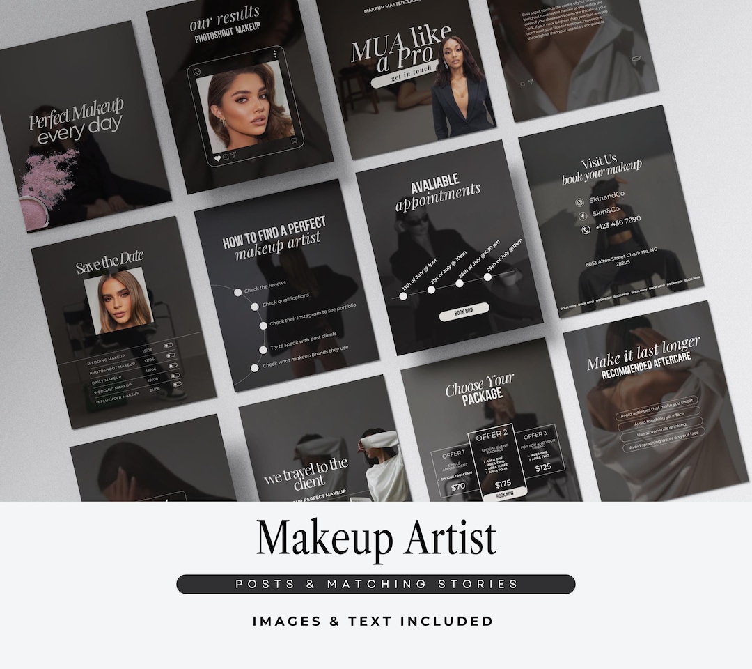 Makeup Artist Instagram Templates, MUA Social Media Posts, Makeup ...