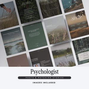 Psychologist Instagram Templates, Mental Health Posts and Stories, Therapist Templates (Digital Download) image 1