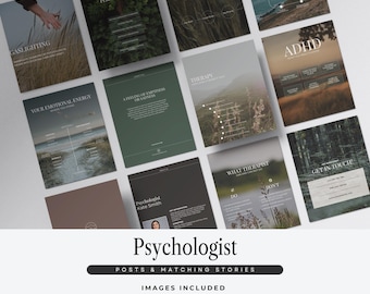 Psychologist Instagram Templates, Mental Health Posts and Stories, Therapist Templates (Digital Download)