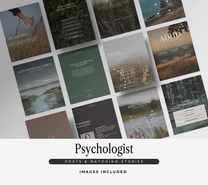 Psychologist Instagram Templates, Mental Health Posts and Stories, Therapist Templates (Digital Download) image 1