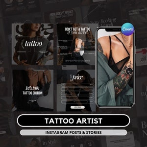 Tattoo Artist Instagram Templates, Tattoo Social Media Posts and Stories (Digital Download)