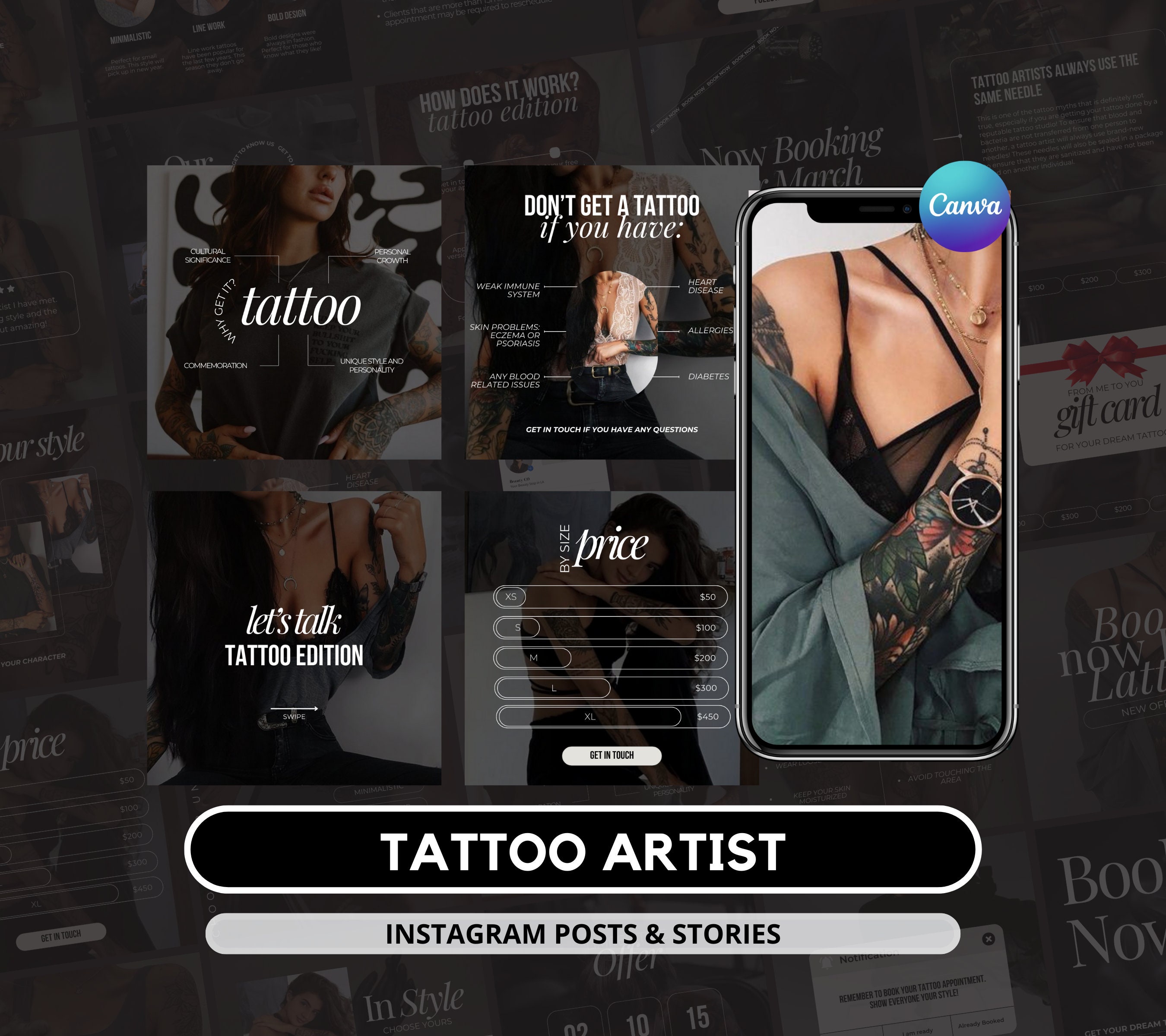 Tattoo Artist Instagram Templates I Tattoo Artist Post I Tattoo Social Media I Instagram Post I Tattoo Template I Tattoo Artist Branding