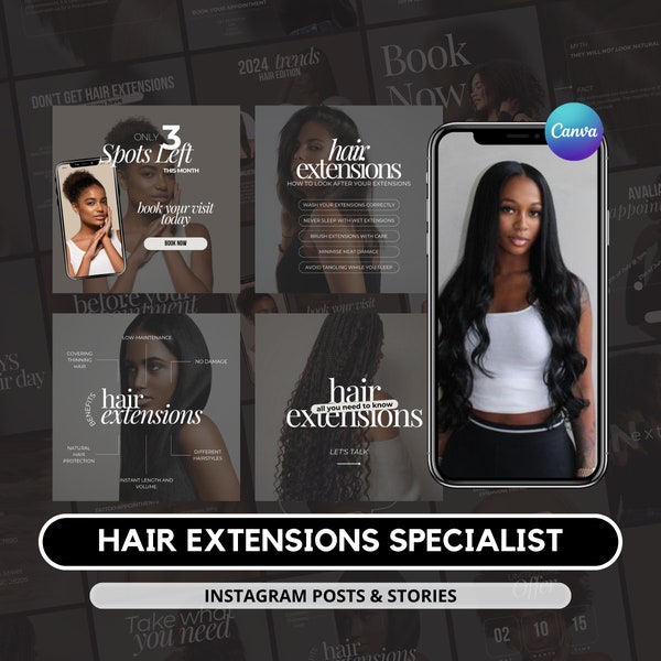 Hair Extensions Specialist Instagram Templates I Hair Extensions Social Media I Hair Treatments I Hair Stylist Instagram I Wig Post