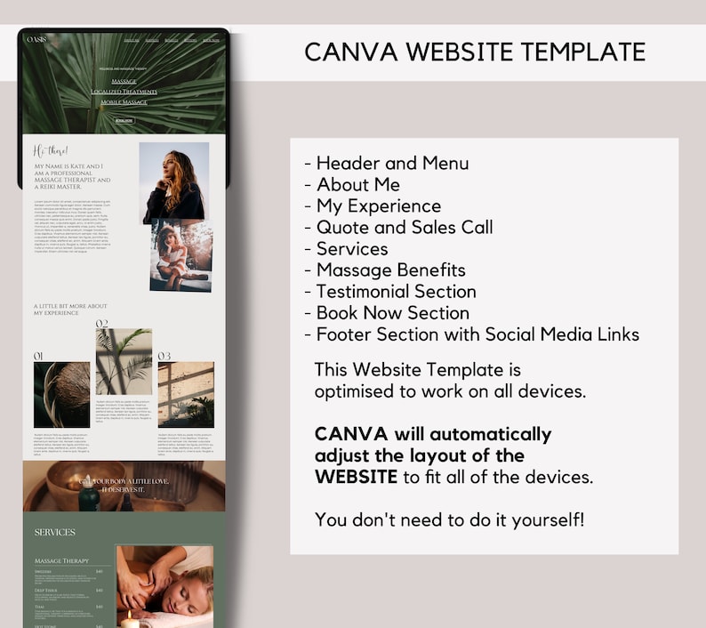 Massage Business Templates Bundle: Instagram, Forms, Website (Digital Download) image 5