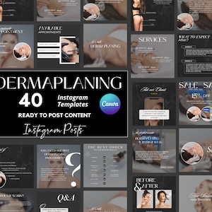 40 Dermaplaning Instagram Posts I Skincare Instagram I Dermaplaning Facial I Esthetician Template I Dermaplaning Social Media I Med Spa