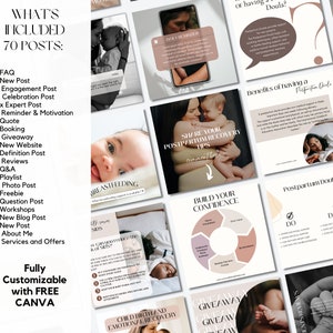 Postpartum Doula Instagram Templates, Birth Worker: Posts, Stories, Highlights (Digital Download) image 3
