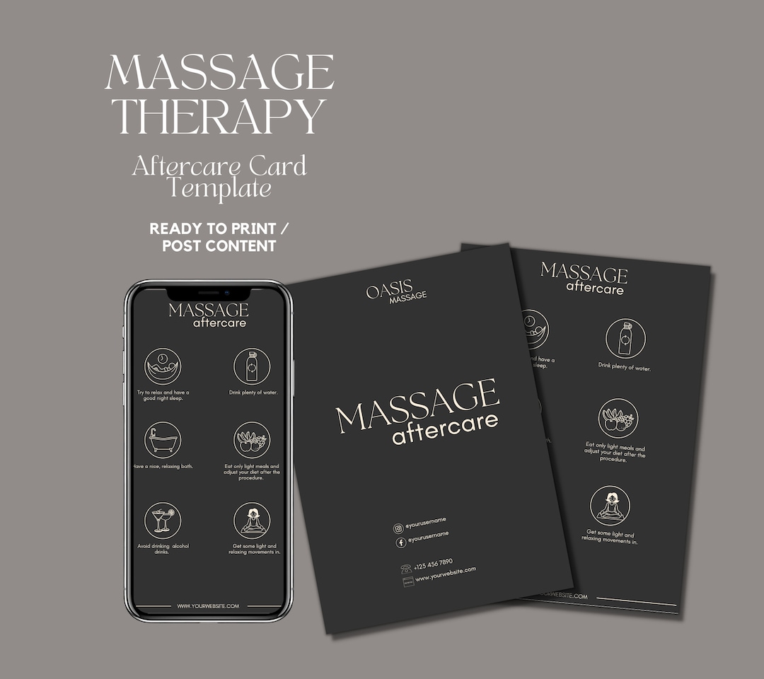 Massage Aftercare Card Template I Printable Aftercare Card I Massage ...