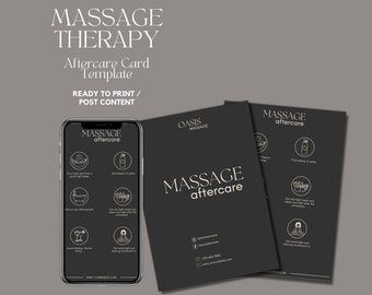 Massage Aftercare Card Template I Printable Aftercare Card I Massage Template I Massage Therapy Aftercare Card I Spa Aftercare Card MV4