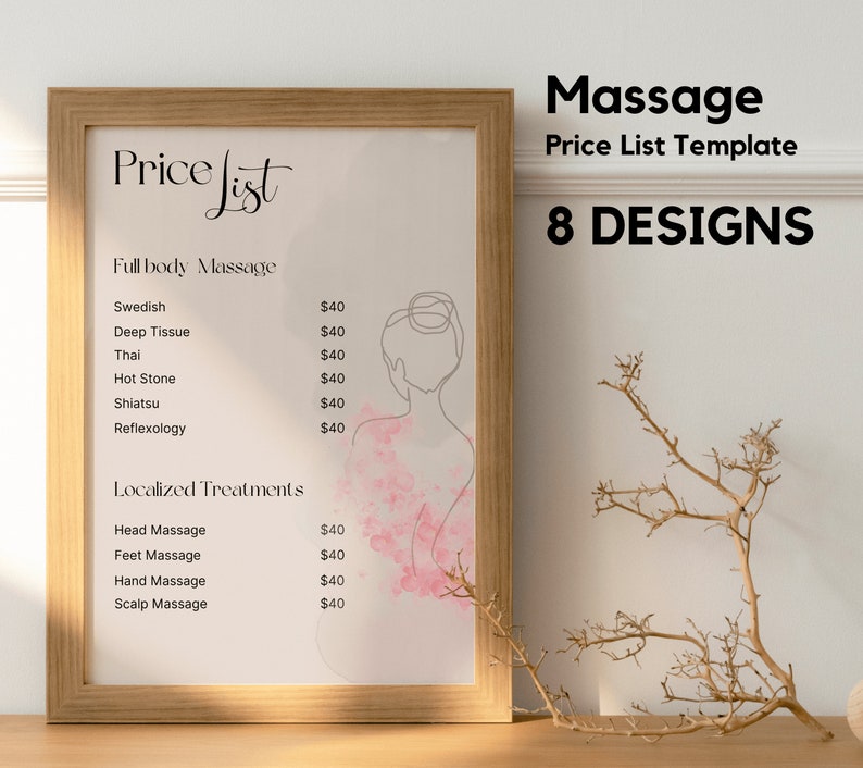 Massage Price List Templates Printable Pricing Guide - Etsy