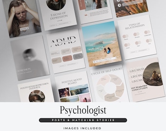 Psychologist Instagram Templates, Mental Health Social Media, Therapist Instagram Posts, Psychologist Viral Templates