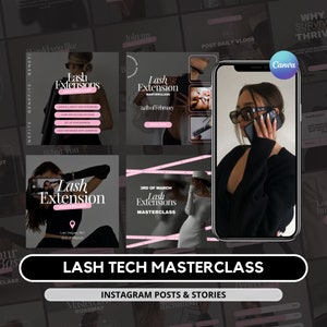 Lash Tech Masterclass Instagram Templates: Social Media Posts & Stories (Digital Download)