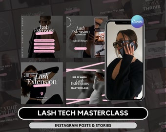 Lash Tech Masterclass Instagram Templates I Lash Coach I Lash Trainer Social Media I Lash Artist Templates I Lash Extension Coach
