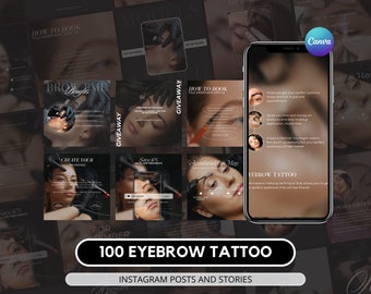 100 Eyebrow Tattoo Instagram Bundle I PMU Instagram I Brows PMU I Permanent Makeup Instagram I Instagram Post I PMU Social Media