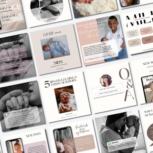 Postpartum Doula Instagram Templates, Birth Worker: Posts, Stories, Highlights (Digital Download) image 2