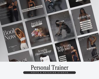 Personal Trainer Instagram Templates, Fitness Coach Social Media, Wellness Coach Instagram, PT Trainer, Weight Ligting Coach