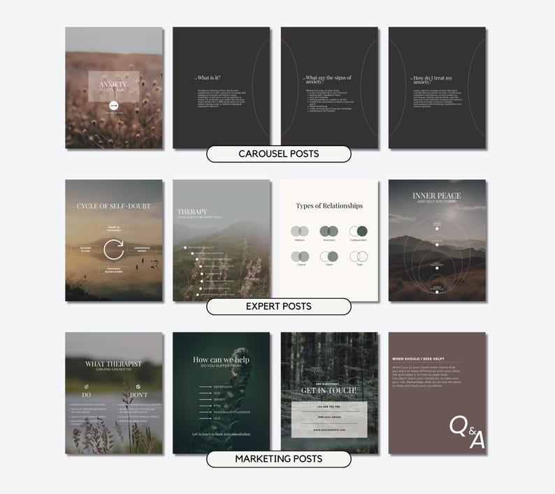 Psychologist Instagram Templates, Mental Health Posts and Stories, Therapist Templates (Digital Download) image 5