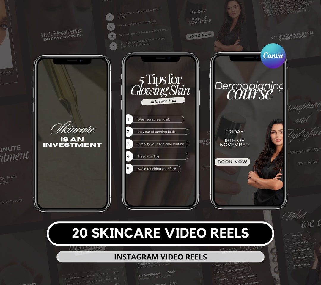 20 Instagram Skincare Reels I Esthetician Reels I Facial Treatment Reels I Med Spa Instagram
