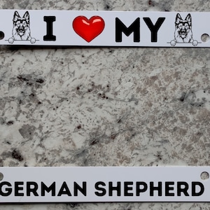 I Love My Dog License Plate Frame, Your Dog Breed, Dog Lovers Design, Aluminum Car License Plate Frame, Auto Tag Holder Dog Breeds