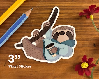 Coffee Sloth Vinyl Sticker
