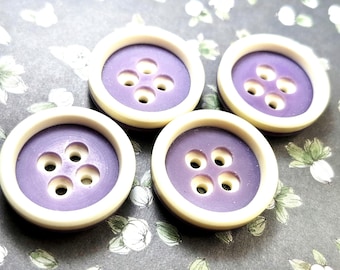 Purple Vintage Buttons: 22.8mm, Large Two-Tone Sew Through Set 4, 06-367-26