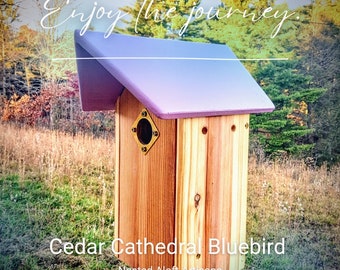 BLUEBIRD PERSONALIZED BIRDHOUSE by NestedAloftArtisans • Modern • Minimalist • Eco Friendly • Cedar • Audobon • 1500 •Gift • Usa • Yard Art