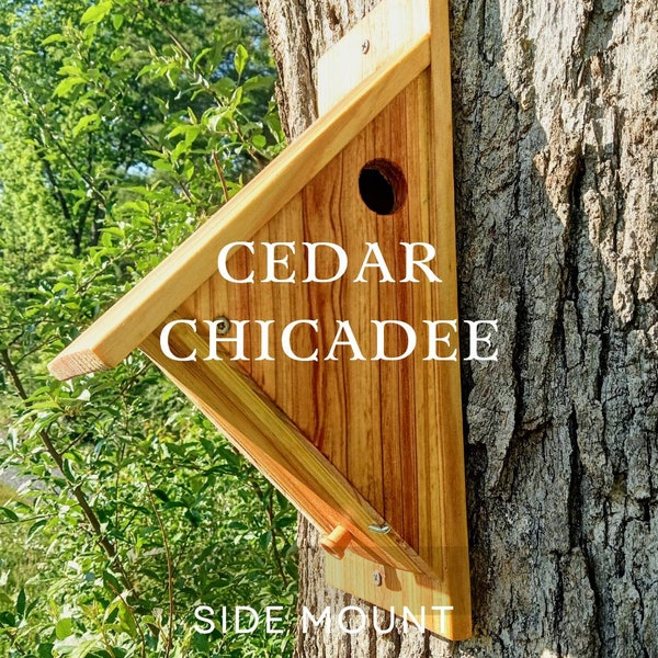 CHICADEE CEDAR BIRDHOUSE by NestedAloftArtisans • Chicadee House • Cedar Birdhouse • Natural Birdhouse • Post Birdhouse • Gift • Wren • 4800