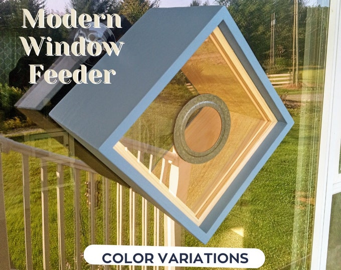 WINDOW BIRD FEEDER House by NestedAloftArtisans • Suction Cup • Minimalist • Modern • See Thru • Personalize • Yard Art • Gift • Home • 560