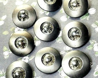 1930s Art Deco Silver Metal Button Shanks 19mm Set 9, 06-364-26