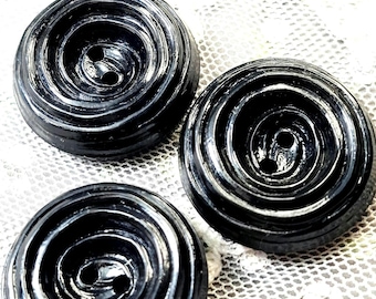 Black 1930s Buttons 27.7mm | Black Jacket Button Set 06-369-26