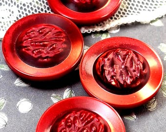 Vintage Red Button Shanks: Lucite Moonglow Mod 60s Domed Shank Set (21.4mm)